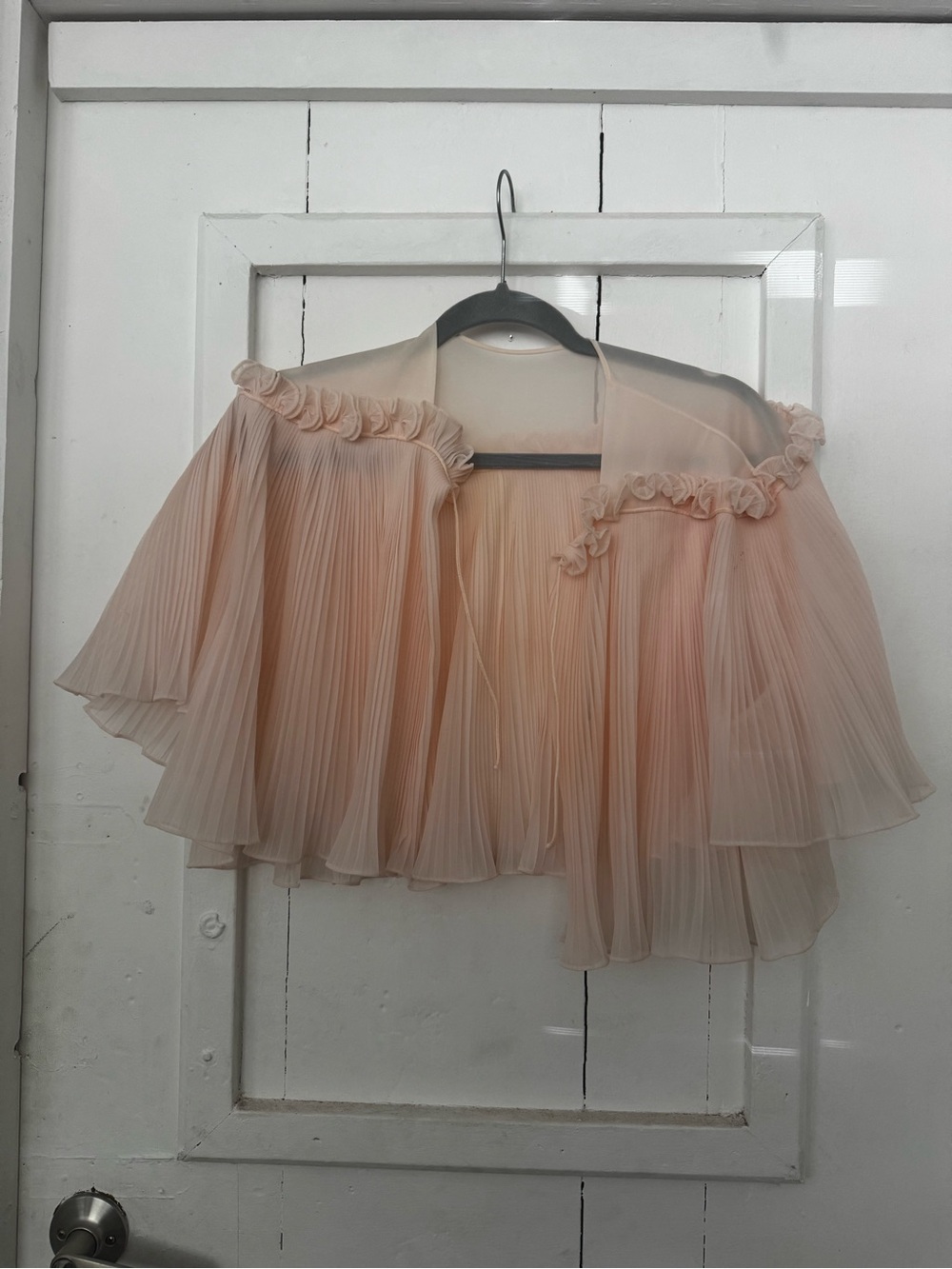 Vanity Fair Pleated Sheer Capelet in Blush